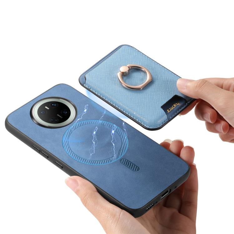 For Huawei Mate 70 Retro Cross Leather Ring Vertical Insert Card Bag MagSafe Phone Case