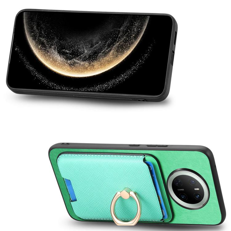 For Huawei Mate 70 Retro Cross Leather Ring Vertical Insert Card Bag MagSafe Phone Case