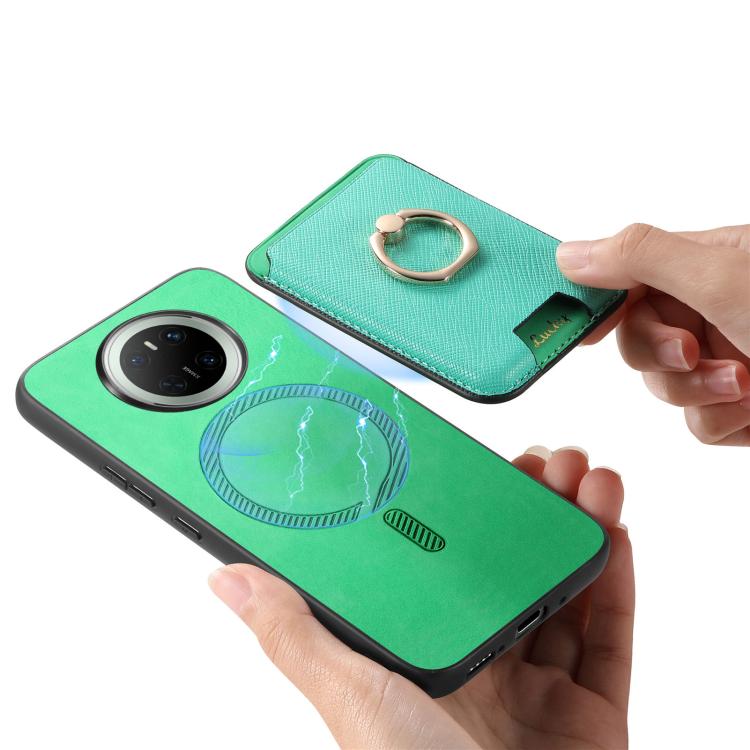 For Huawei Mate 70 Retro Cross Leather Ring Vertical Insert Card Bag MagSafe Phone Case