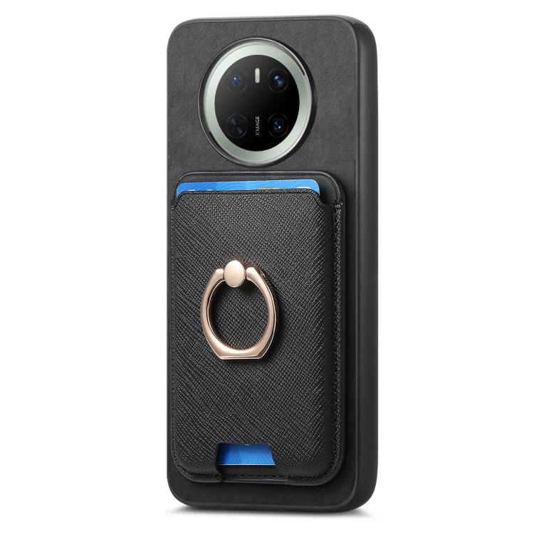For Huawei Mate 70 Retro Cross Leather Ring Vertical Insert Card Bag MagSafe Phone Case