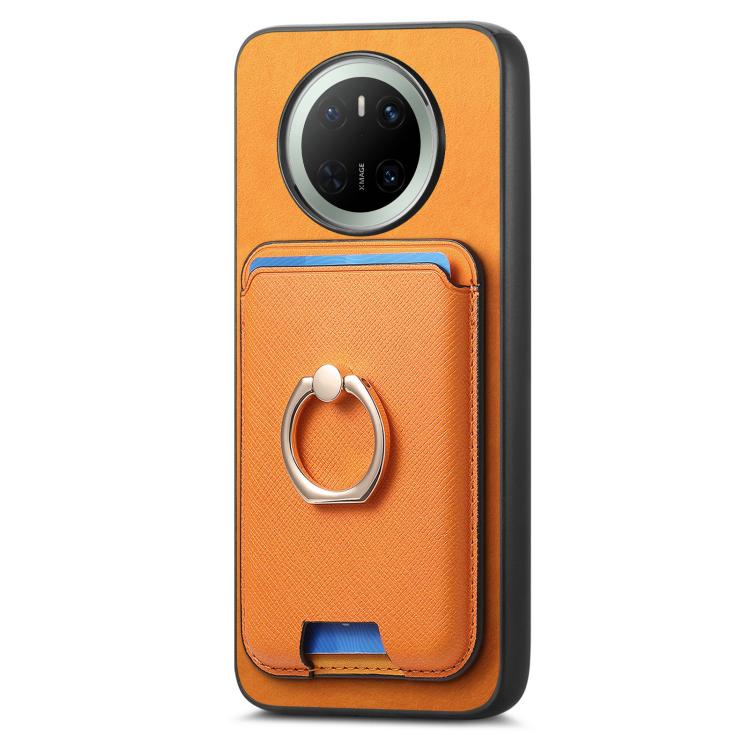For Huawei Mate 70 Pro Retro Cross Leather Ring Vertical Insert Card Bag MagSafe Phone Case