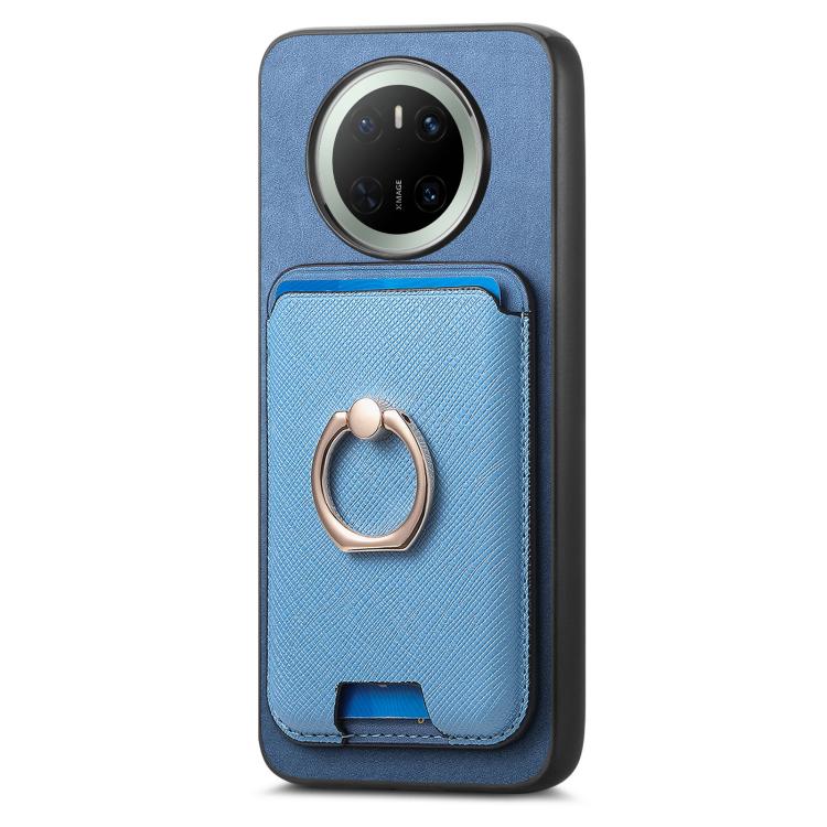 For Huawei Mate 70 Pro Retro Cross Leather Ring Vertical Insert Card Bag MagSafe Phone Case