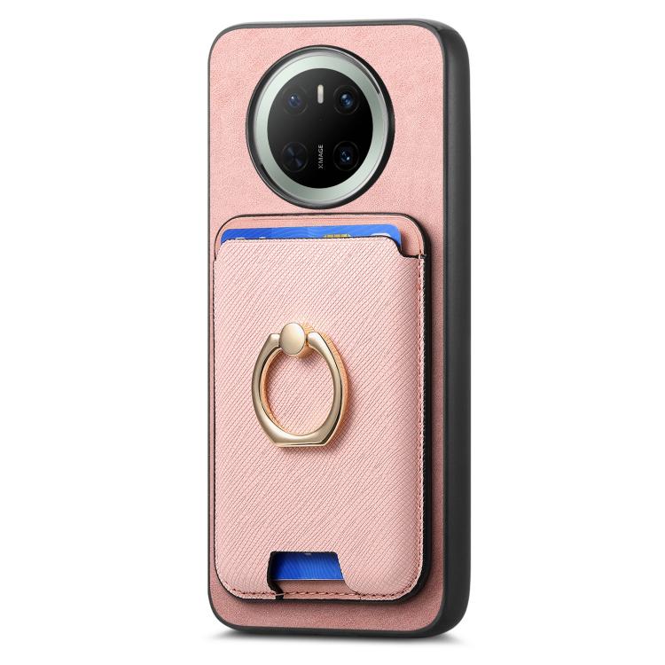 For Huawei Mate 70 Pro Retro Cross Leather Ring Vertical Insert Card Bag MagSafe Phone Case
