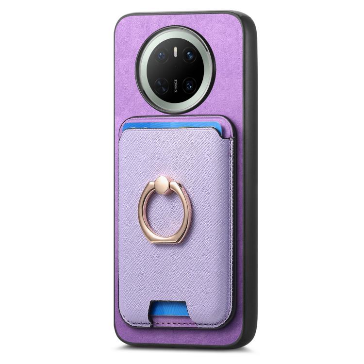 For Huawei Mate 70 Pro Retro Cross Leather Ring Vertical Insert Card Bag MagSafe Phone Case