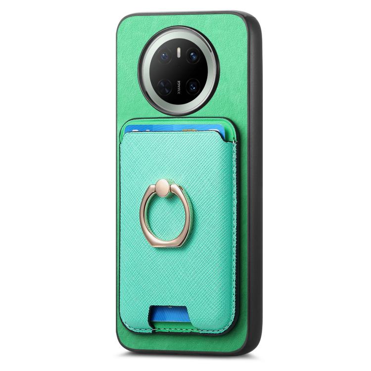 For Huawei Mate 70 Pro Retro Cross Leather Ring Vertical Insert Card Bag MagSafe Phone Case