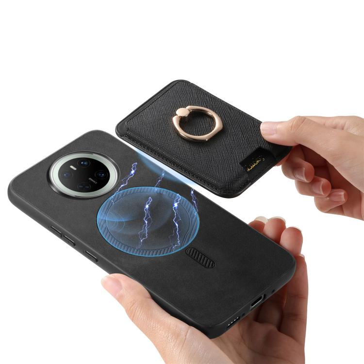 For Huawei Mate 70 Pro Retro Cross Leather Ring Vertical Insert Card Bag MagSafe Phone Case