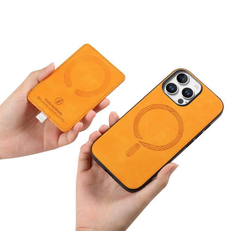 For iPhone 16 Pro Max Retro Cross Leather Ring Side Insert Card Bag MagSafe Phone Case