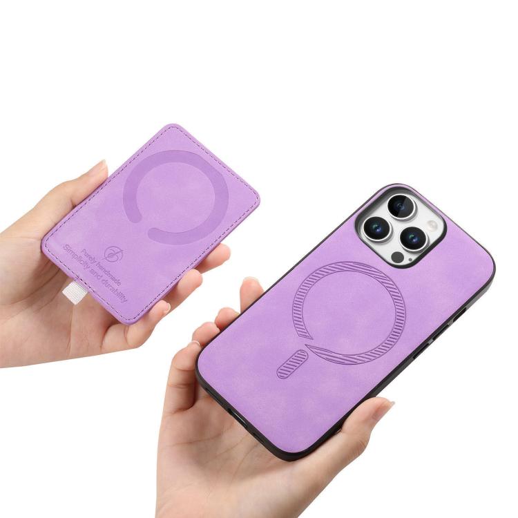 For iPhone 16 Pro Max Retro Cross Leather Ring Side Insert Card Bag MagSafe Phone Case