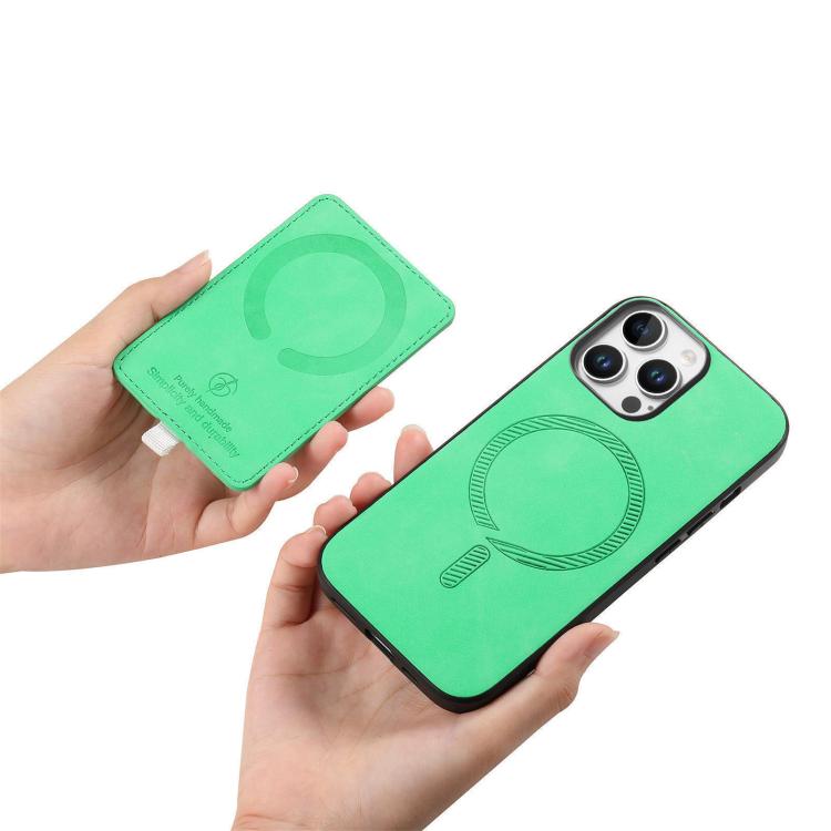 For iPhone 14 Plus Retro Cross Leather Ring Side Insert Card Bag MagSafe Phone Case