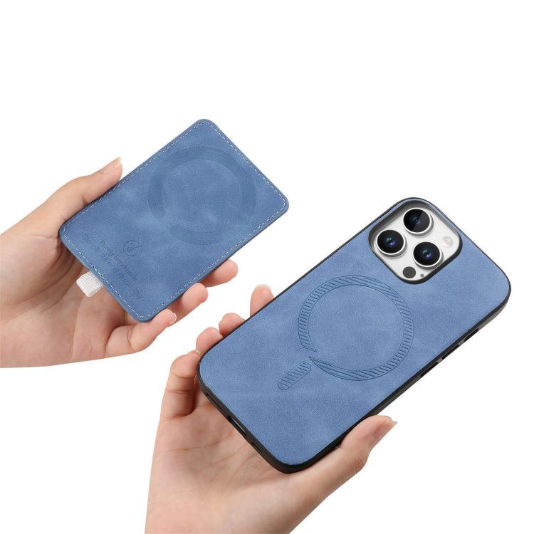 For iPhone 14 Retro Cross Leather Ring Side Insert Card Bag MagSafe Phone Case