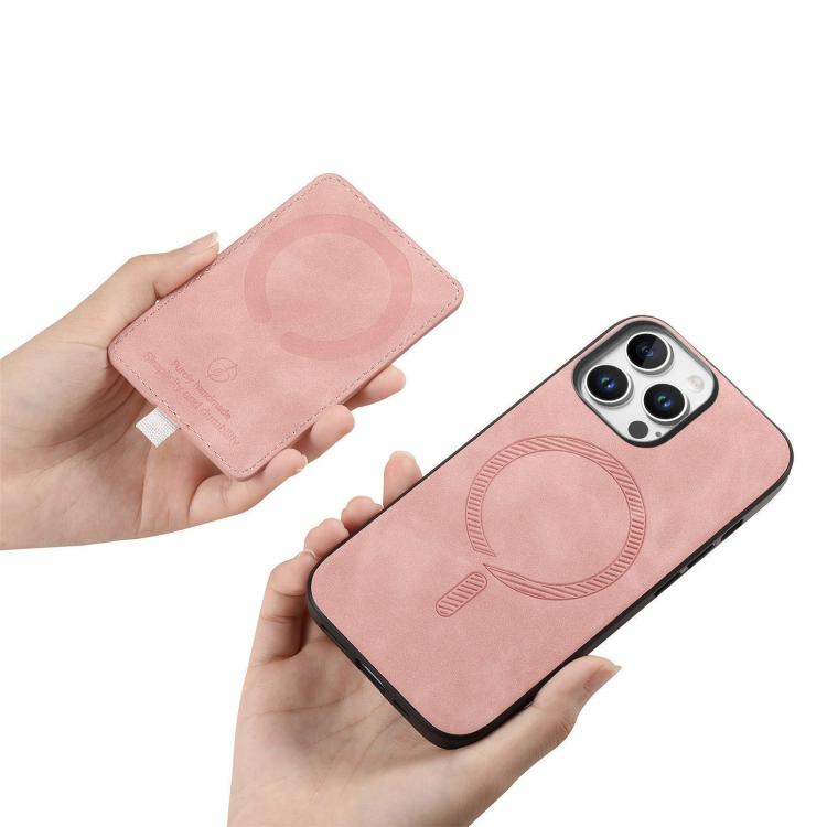 For iPhone 14 Retro Cross Leather Ring Side Insert Card Bag MagSafe Phone Case