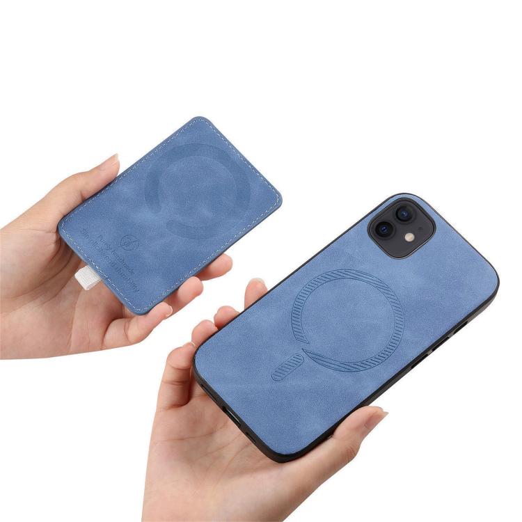 For iPhone 13 Retro Cross Leather Ring Side Insert Card Bag MagSafe Phone Case
