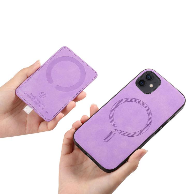 For iPhone 13 Retro Cross Leather Ring Side Insert Card Bag MagSafe Phone Case