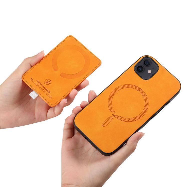 For iPhone 12 / 12 Pro Retro Cross Leather Ring Side Insert Card Bag MagSafe Phone Case