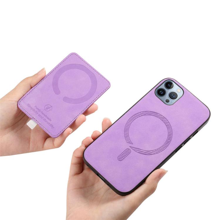 For iPhone 12 Pro Max Retro Cross Leather Ring Side Insert Card Bag MagSafe Phone Case