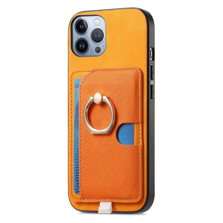 For iPhone 11 Pro Max Retro Cross Leather Ring Side Insert Card Bag MagSafe Phone Case