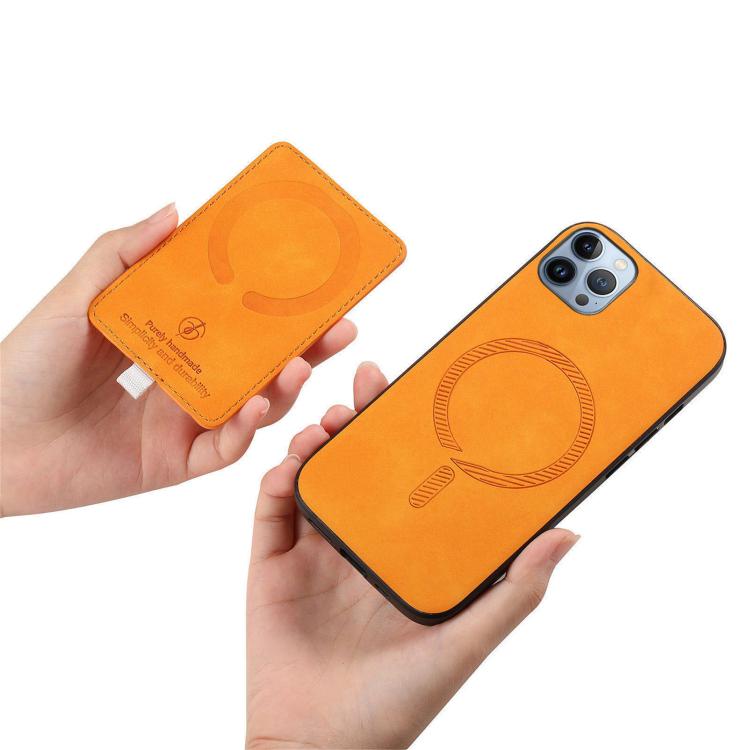 For iPhone 11 Pro Max Retro Cross Leather Ring Side Insert Card Bag MagSafe Phone Case