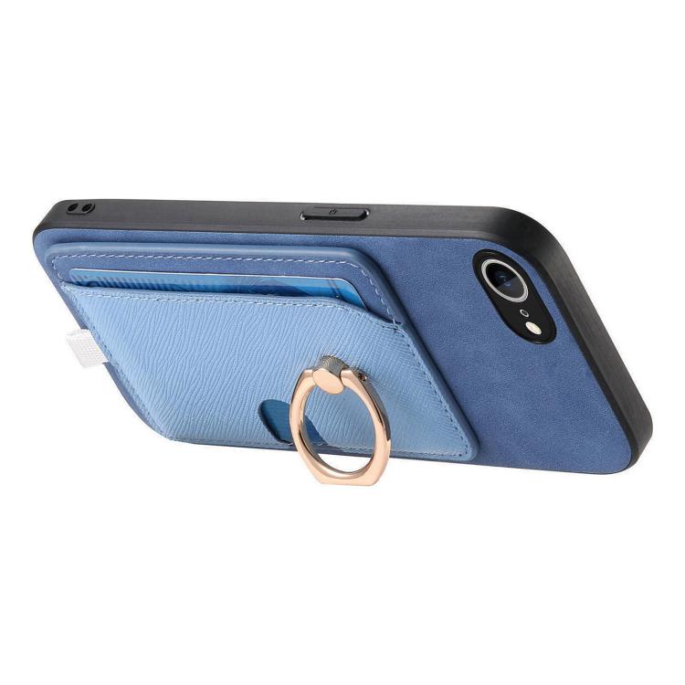 For iPhone 17e / 16e Retro Cross Leather Ring Side Insert Card Bag MagSafe Phone Case