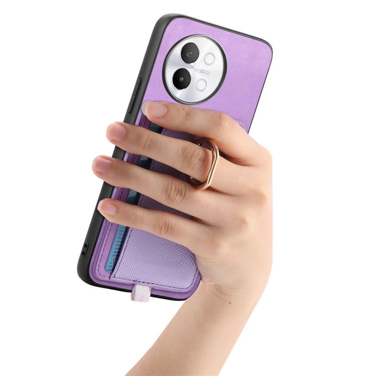For vivo iQOO Neo9 / Neo9 Pro 5G Retro Cross Leather Ring Side Insert Card Bag MagSafe Phone Case