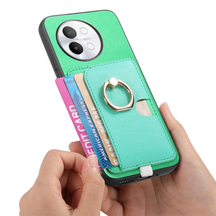 For vivo iQOO Neo9 / Neo9 Pro 5G Retro Cross Leather Ring Side Insert Card Bag MagSafe Phone Case
