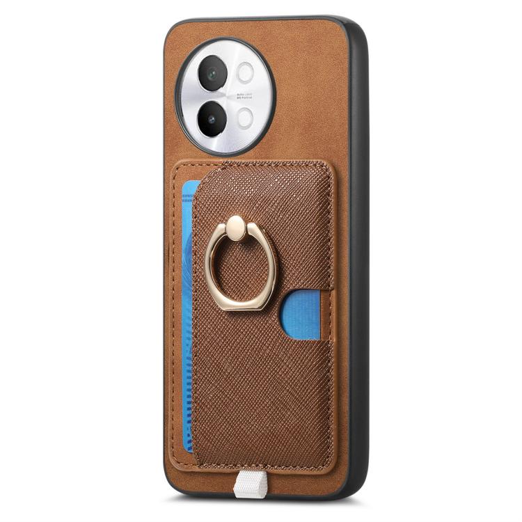 For vivo iQOO Neo9 / Neo9 Pro 5G Retro Cross Leather Ring Side Insert Card Bag MagSafe Phone Case