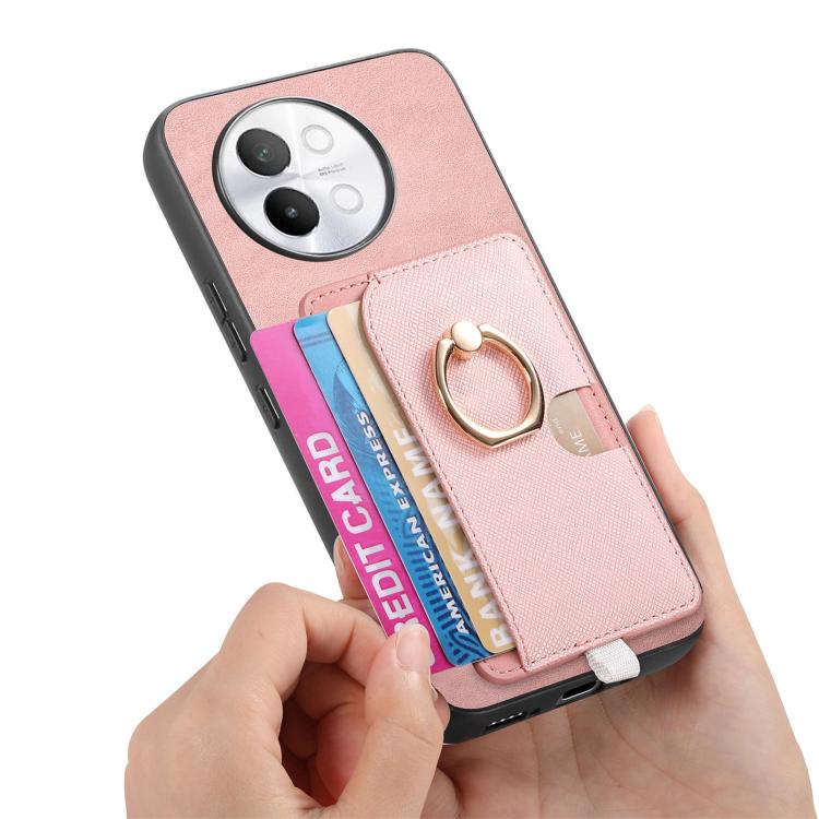 For vivo X100 Pro 5G Retro Cross Leather Ring Side Insert Card Bag MagSafe Phone Case