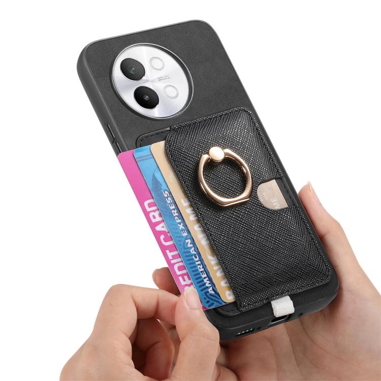 For vivo X100 Pro 5G Retro Cross Leather Ring Side Insert Card Bag MagSafe Phone Case