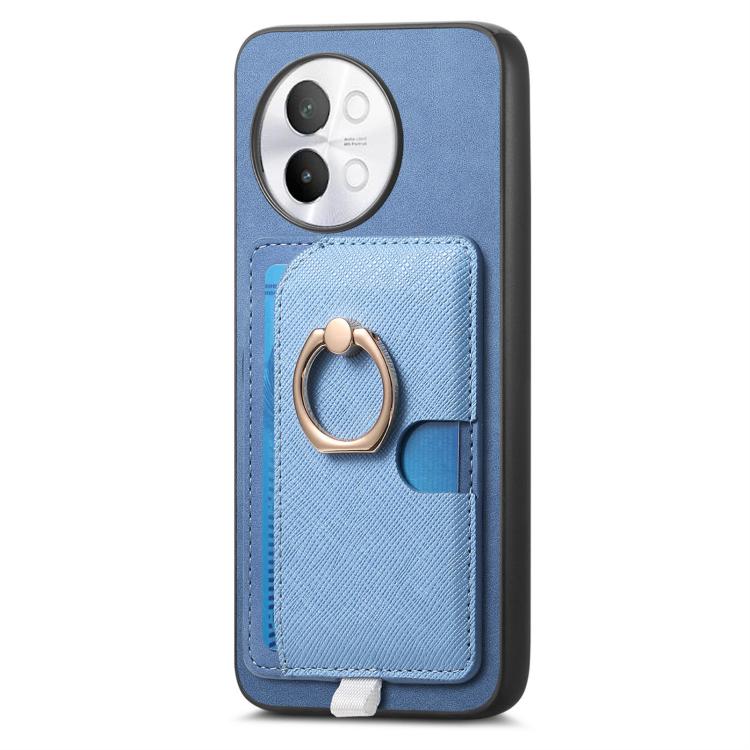For vivo X100 5G Retro Cross Leather Ring Side Insert Card Bag MagSafe Phone Case
