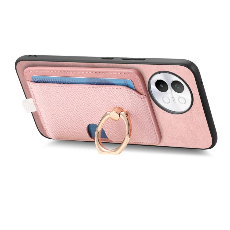 For vivo X100 5G Retro Cross Leather Ring Side Insert Card Bag MagSafe Phone Case