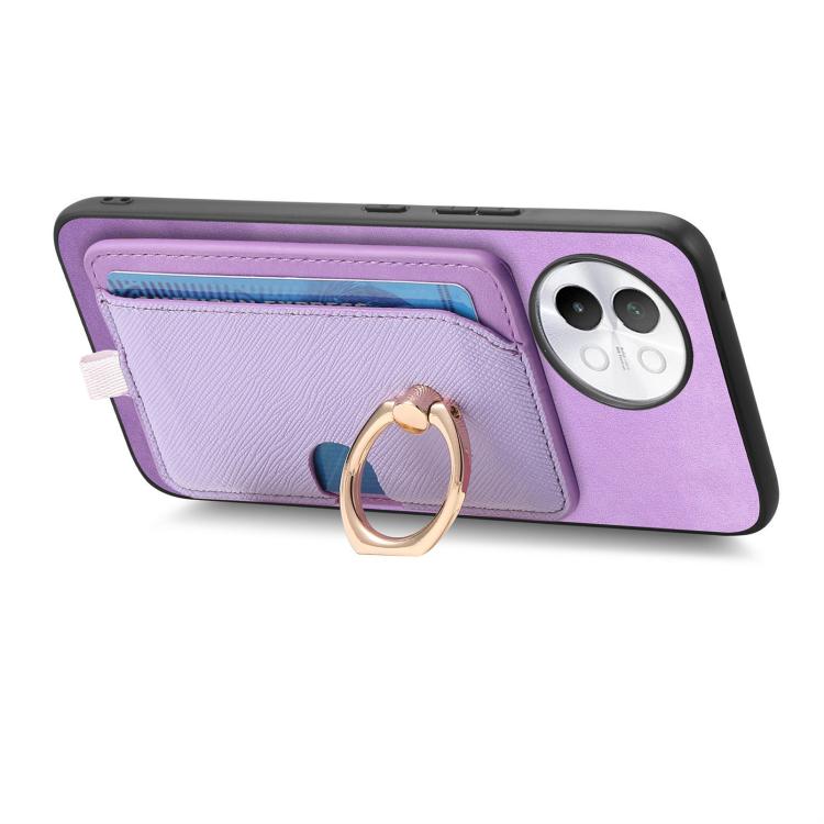 For vivo X100 5G Retro Cross Leather Ring Side Insert Card Bag MagSafe Phone Case