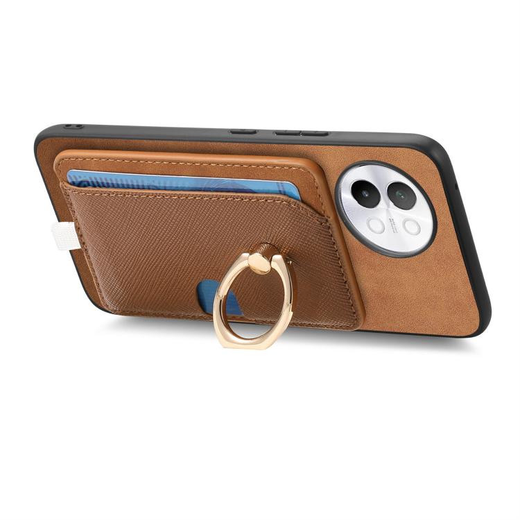 For vivo X100 5G Retro Cross Leather Ring Side Insert Card Bag MagSafe Phone Case