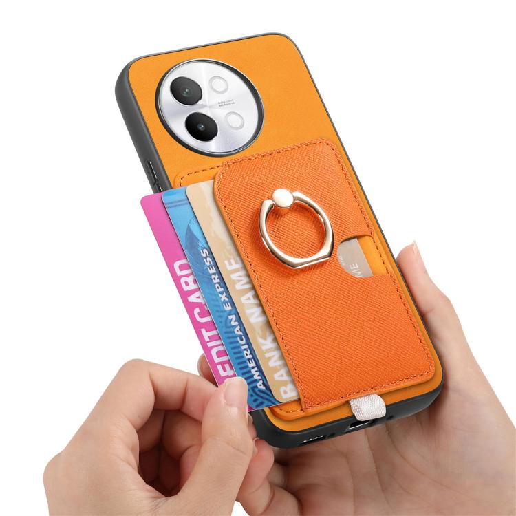 For vivo iQOO 12 Pro 5G Retro Cross Leather Ring Side Insert Card Bag MagSafe Phone Case