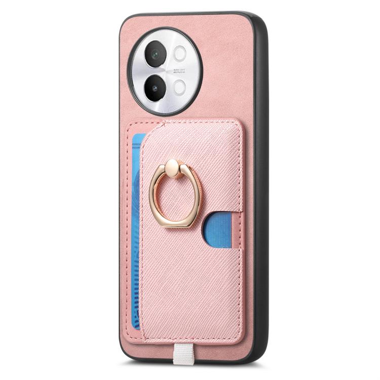 For vivo iQOO 12 5G Retro Cross Leather Ring Side Insert Card Bag MagSafe Phone Case