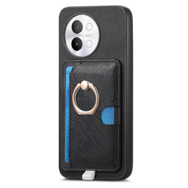For vivo Y200 / V29e Retro Cross Leather Ring Side Insert Card Bag MagSafe Phone Case