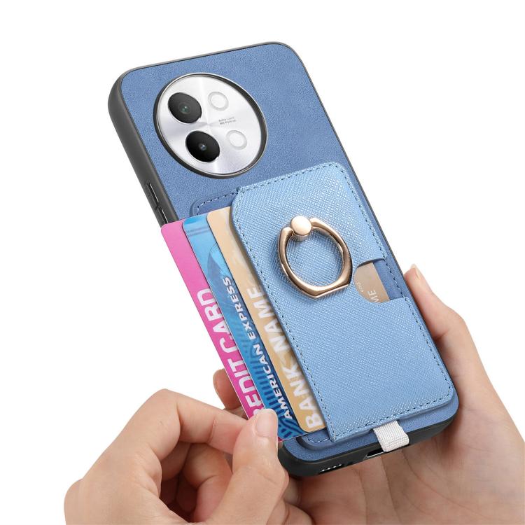 For vivo iQOO 11 Pro 5G Retro Cross Leather Ring Side Insert Card Bag MagSafe Phone Case