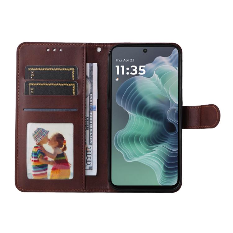 For Motorola Moto G35 ENKAY Card Wallet Calf Texture Leather Phone Case with Screen Film