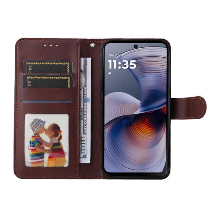 For Motorola Moto G55 ENKAY Card Wallet Calf Texture Leather Phone Case with Screen Film