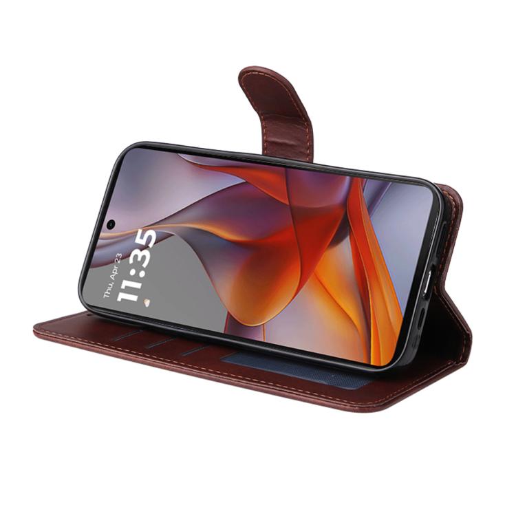 For Motorola Moto G75 ENKAY Card Wallet Calf Texture Leather Phone Case with Screen Film