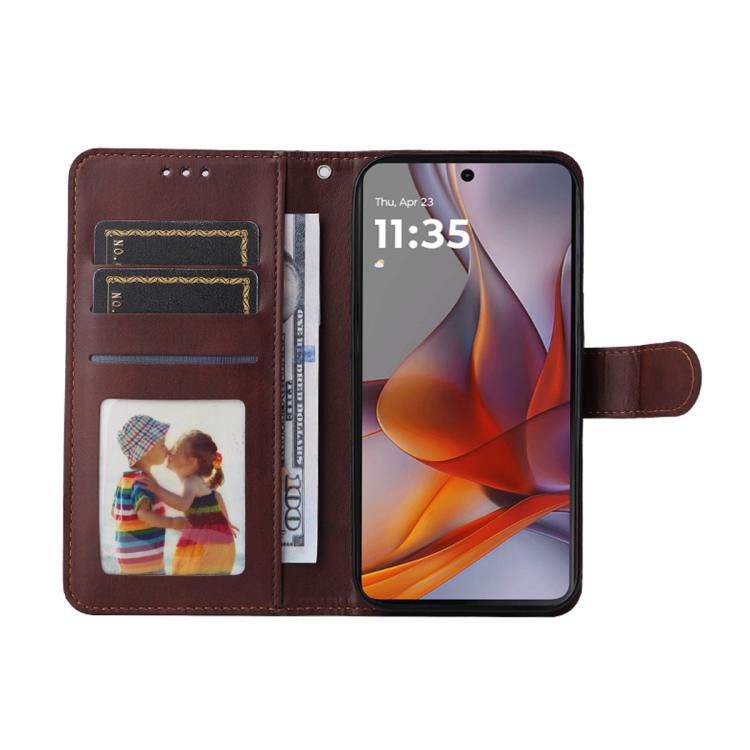 For Motorola Moto G75 ENKAY Card Wallet Calf Texture Leather Phone Case with Screen Film