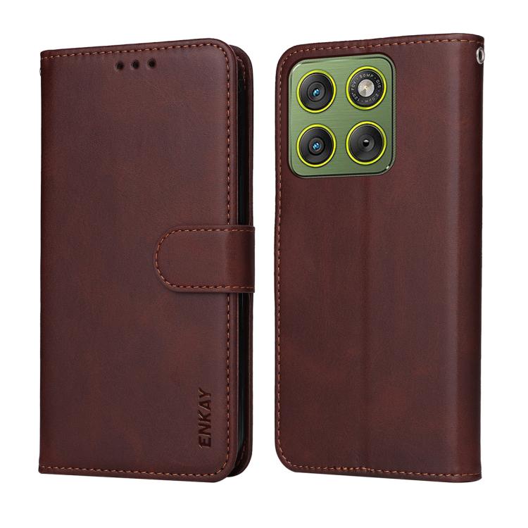 For Motorola Edge 70 / Moto X70 Air 5G ENKAY Card Wallet Calf Texture Leather Phone Case with Screen Film