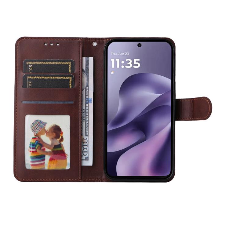 For Motorola Moto G67 5G / G77 5G ENKAY Card Wallet Calf Texture Leather Phone Case with Screen Film