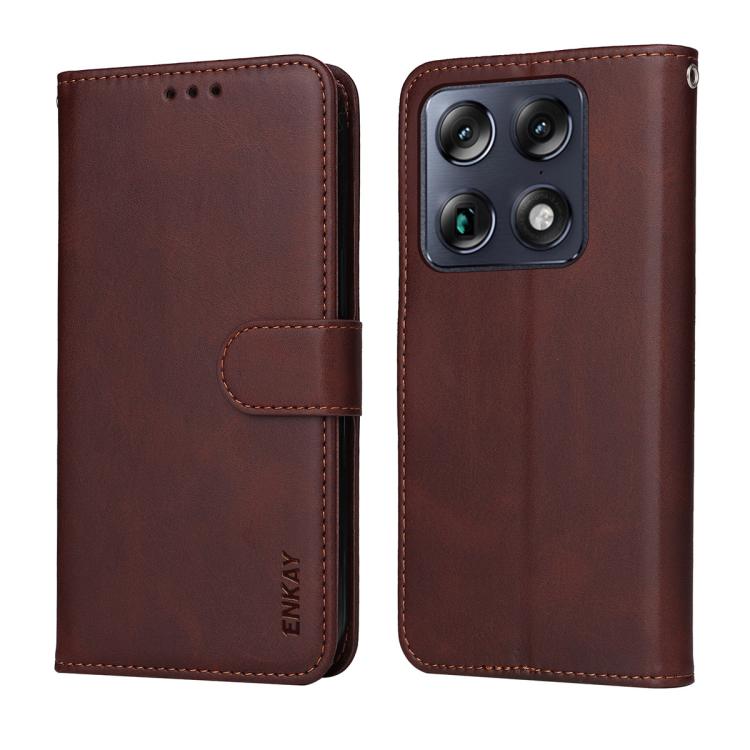 For Motorola Signature 5G ENKAY Card Wallet Calf Texture Leather Phone Case with Screen Film