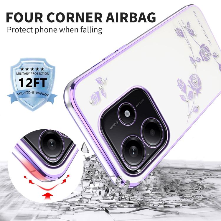 For Xiaomi Redmi Note 14 5G Bling Diamond Flower All-inclusive Phone Case