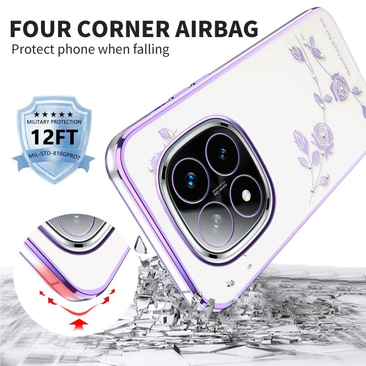 For Xiaomi Redmi Note 14 Pro+ 5G Bling Diamond Flower All-inclusive Phone Case