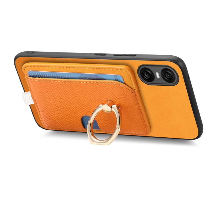 For Sony Xperia 10 V Retro Cross Leather Ring Side Insert Card Bag MagSafe Phone Case