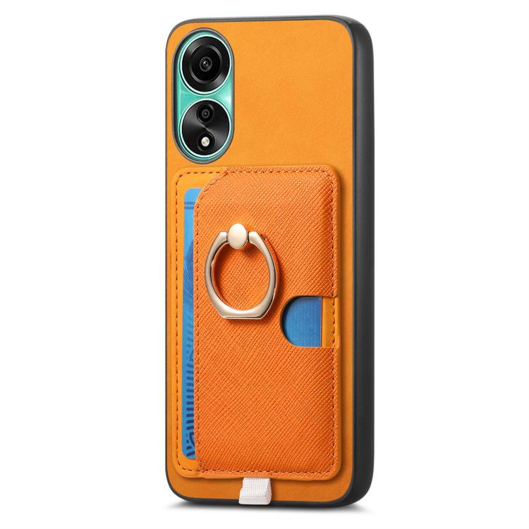 For OPPO Reno12 Pro Global Retro Cross Leather Ring Side Insert Card Bag MagSafe Phone Case