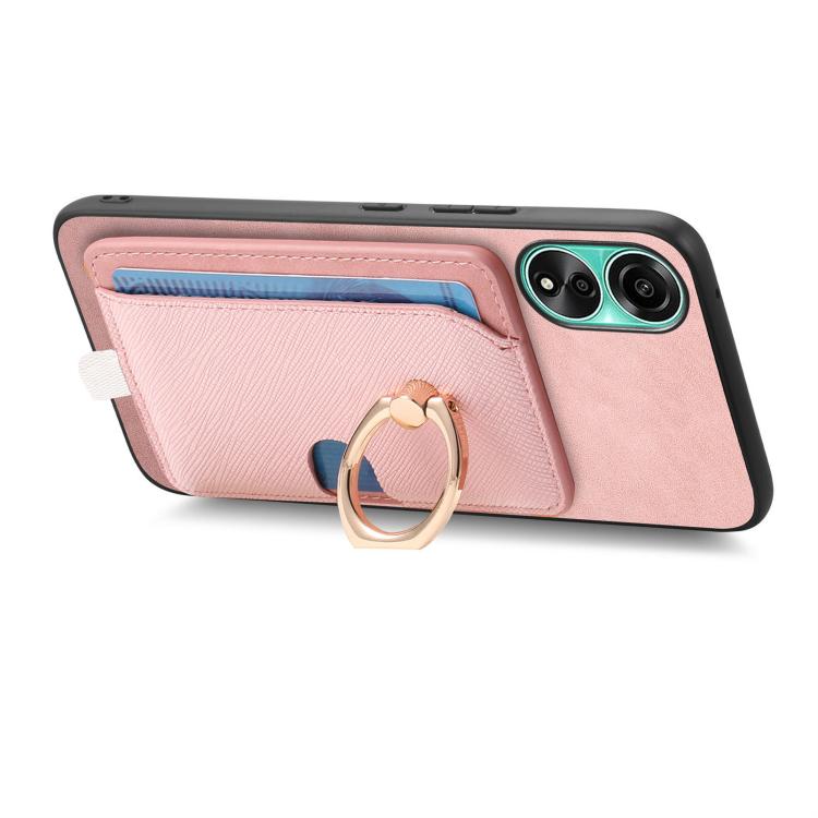 For OPPO A3 Pro Global Retro Cross Leather Ring Side Insert Card Bag MagSafe Phone Case
