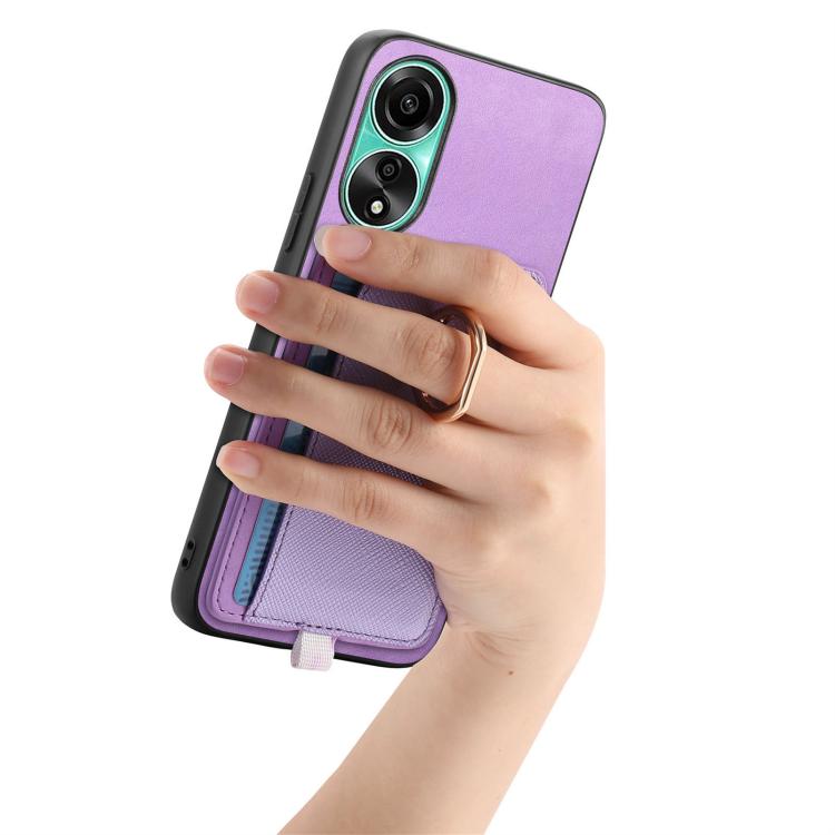 For OPPO A3 Pro Global Retro Cross Leather Ring Side Insert Card Bag MagSafe Phone Case