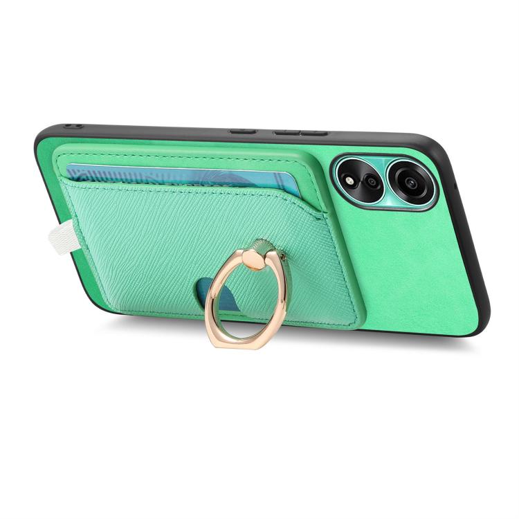 For OPPO A3 Pro Global Retro Cross Leather Ring Side Insert Card Bag MagSafe Phone Case