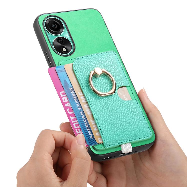 For OPPO A3 Pro Global Retro Cross Leather Ring Side Insert Card Bag MagSafe Phone Case